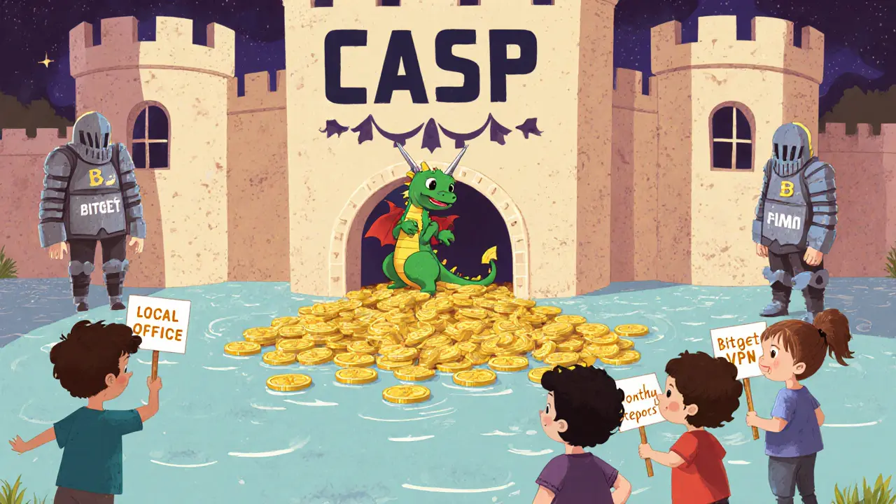 A magical castle guarded by three knights blocks a dragon trying to sneak in with a VPN cloak.