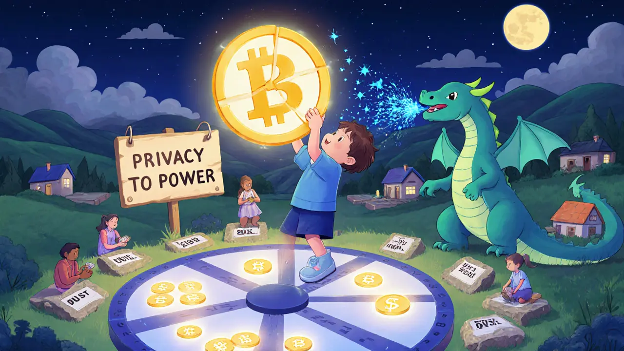 A child watches a token split into four phases over a spinning calendar, others solve puzzles for more.