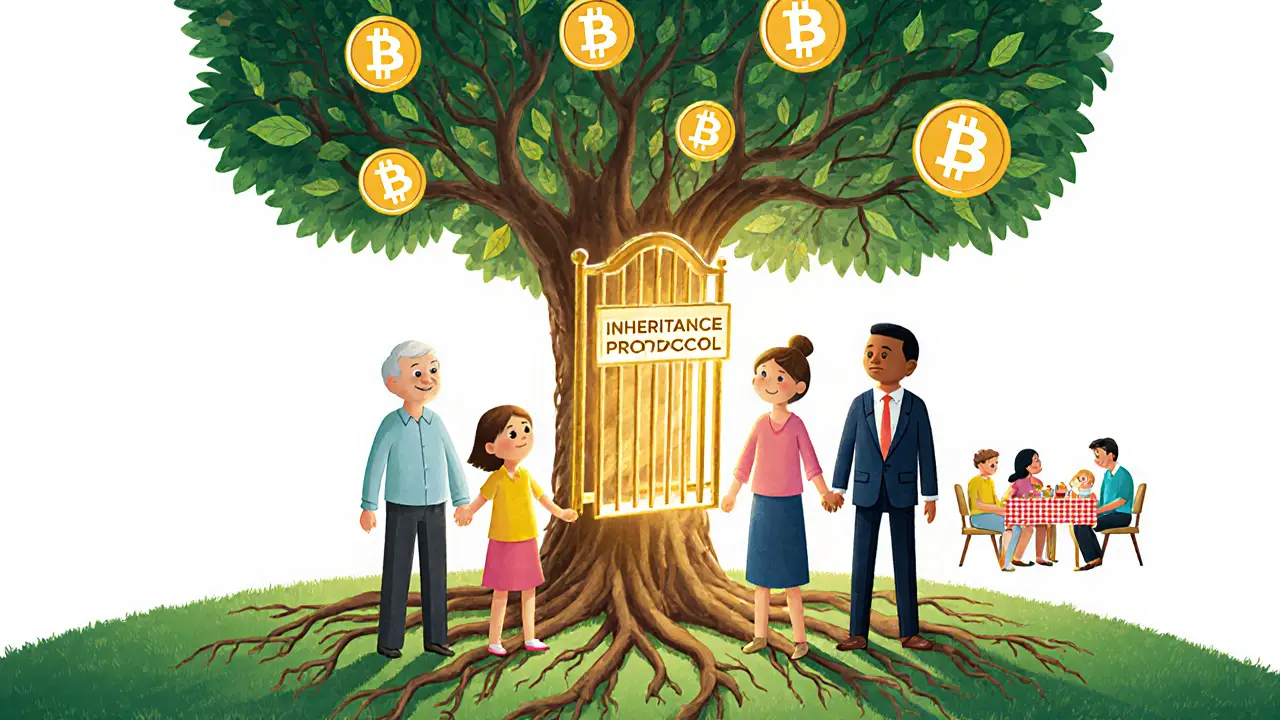 Diverse group holding hands around a blockchain tree with SERSH token leaves.