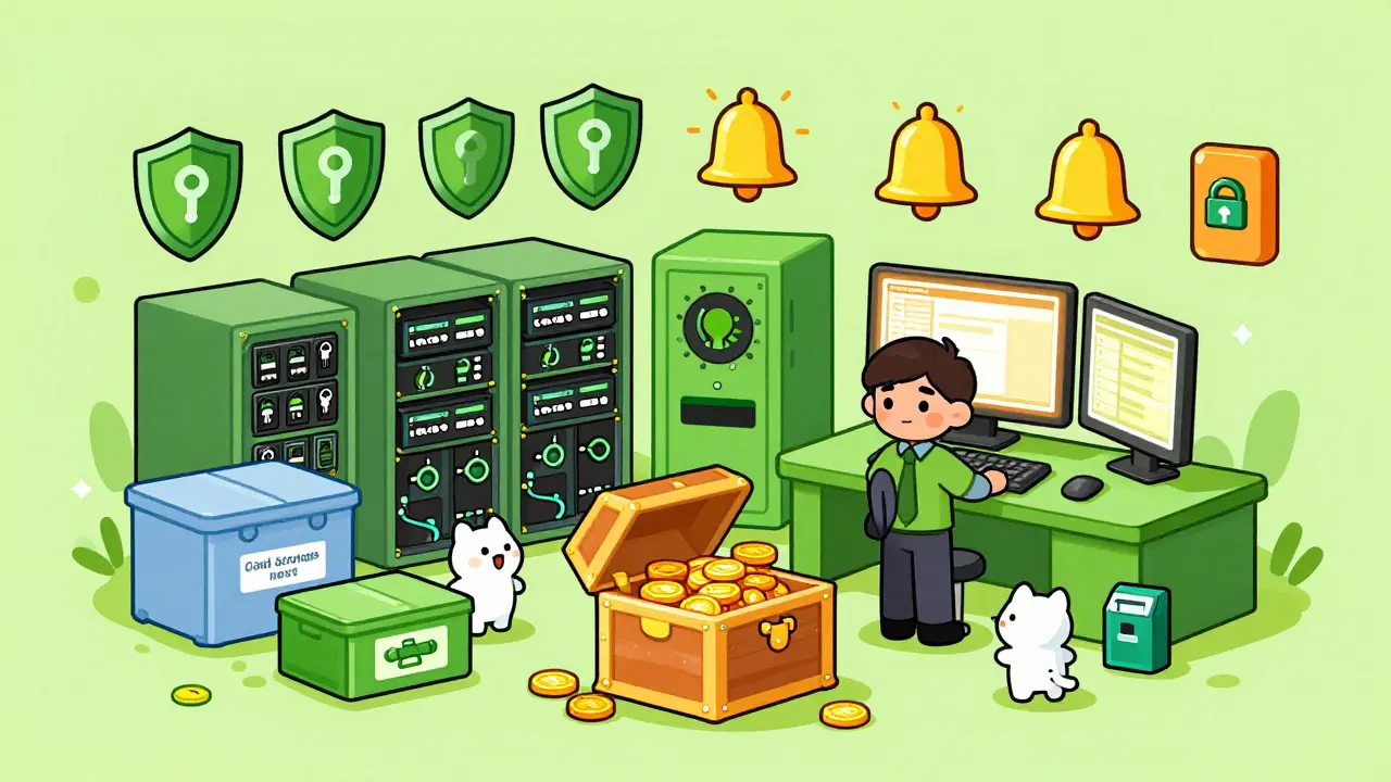Secure validator setup with protection layers and alarms