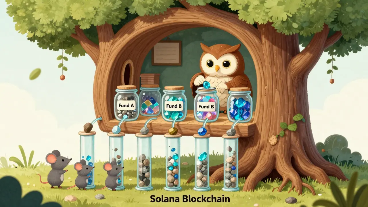 Illustration of a treehouse showing transparent fund management mechanics