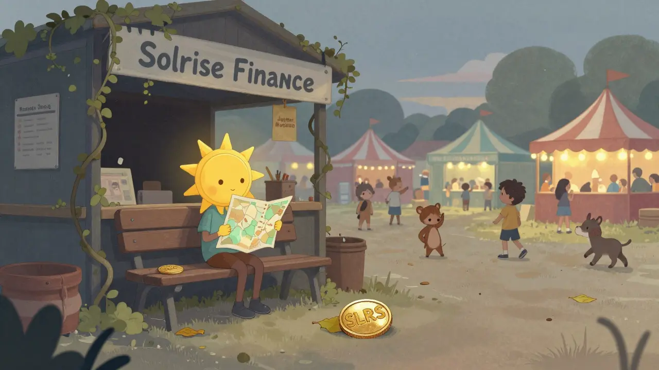 Quiet, overgrown market stall with animals leaving for busier fairs