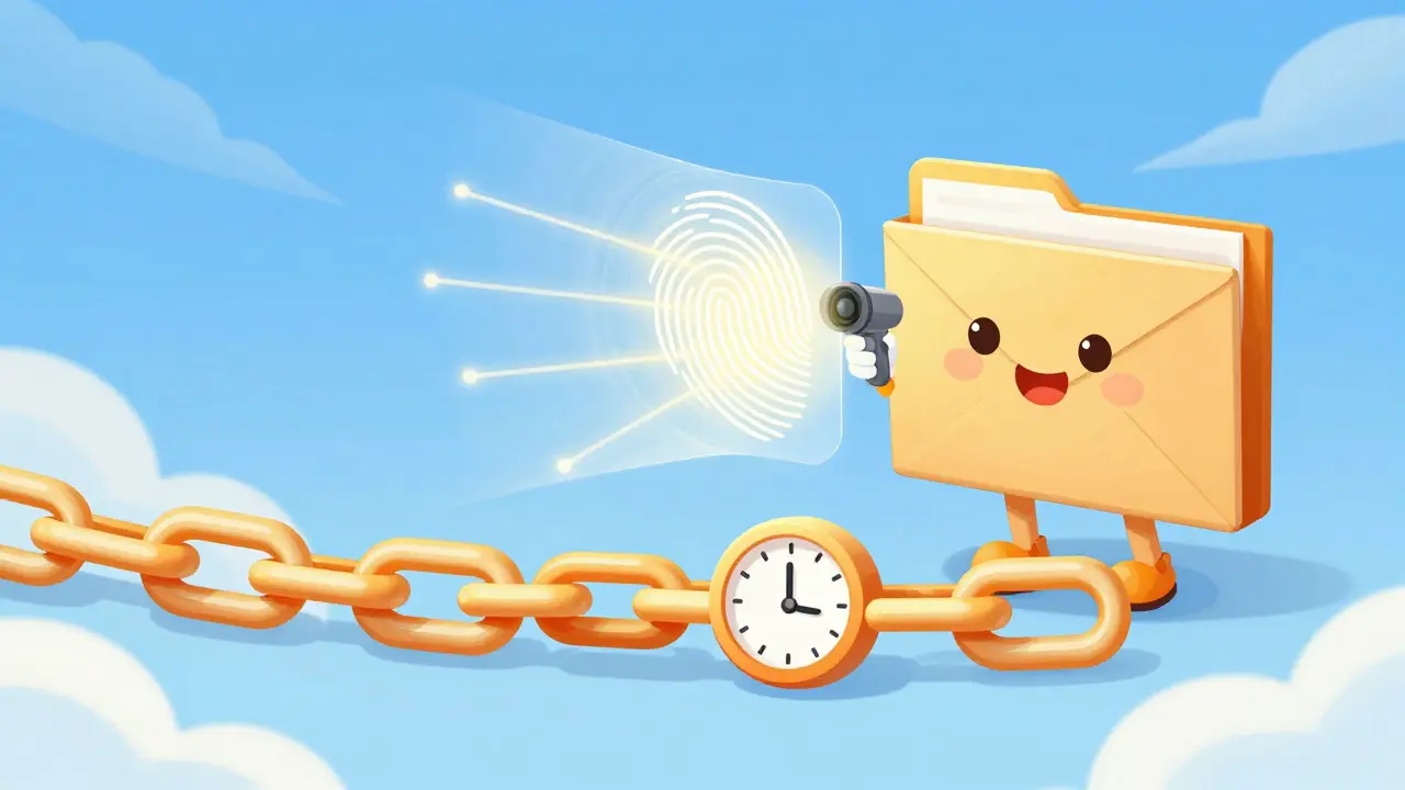 Magical file scanning into a blockchain timestamp, showing digital proof