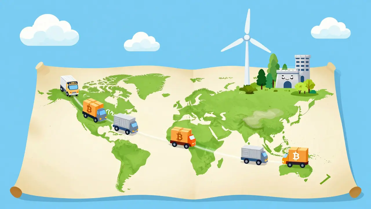 Trucks moving Bitcoin servers from Kazakhstan to stable countries