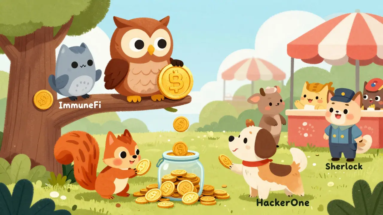 Animal characters representing different bug bounty platforms