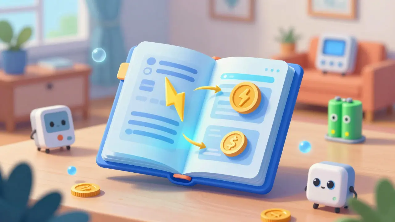 Illustration of smart contracts automating energy grid transactions