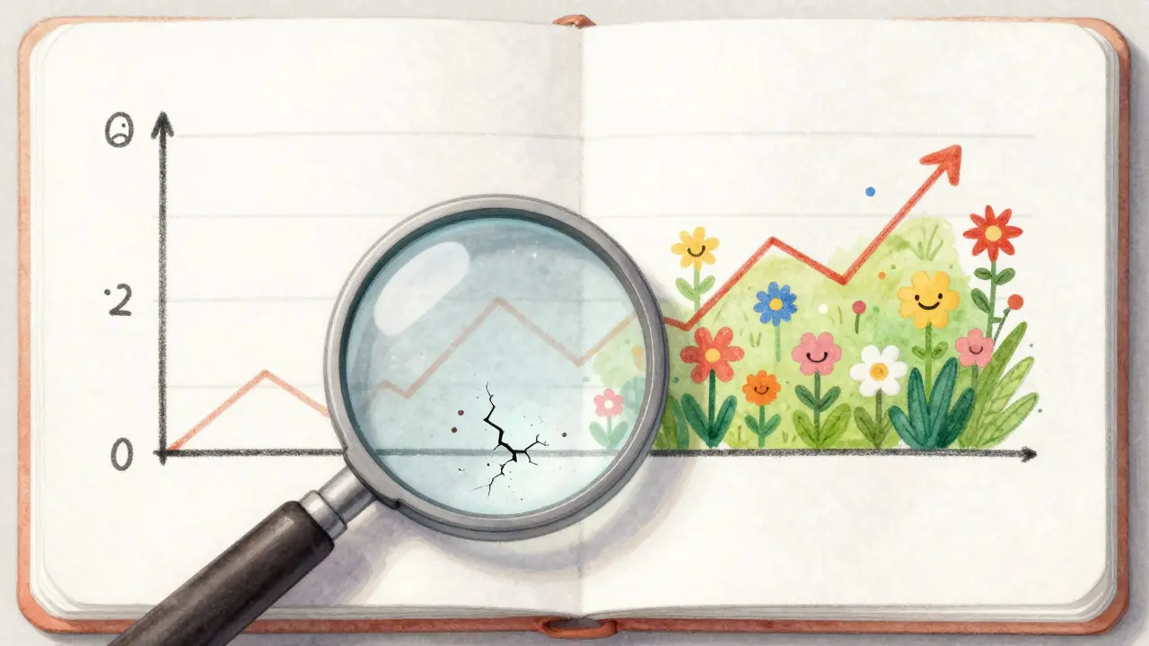 Illustration comparing a dead zero-value chart to a thriving active one