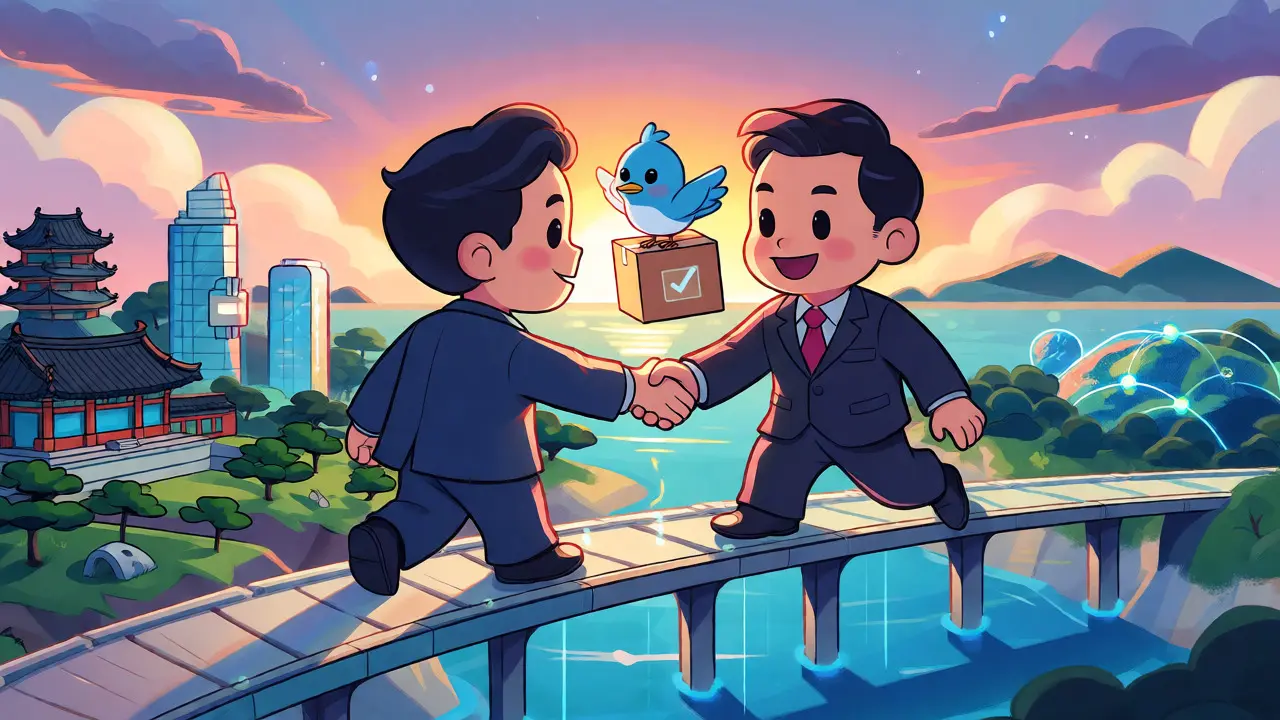 Korean and global traders connecting via bridge