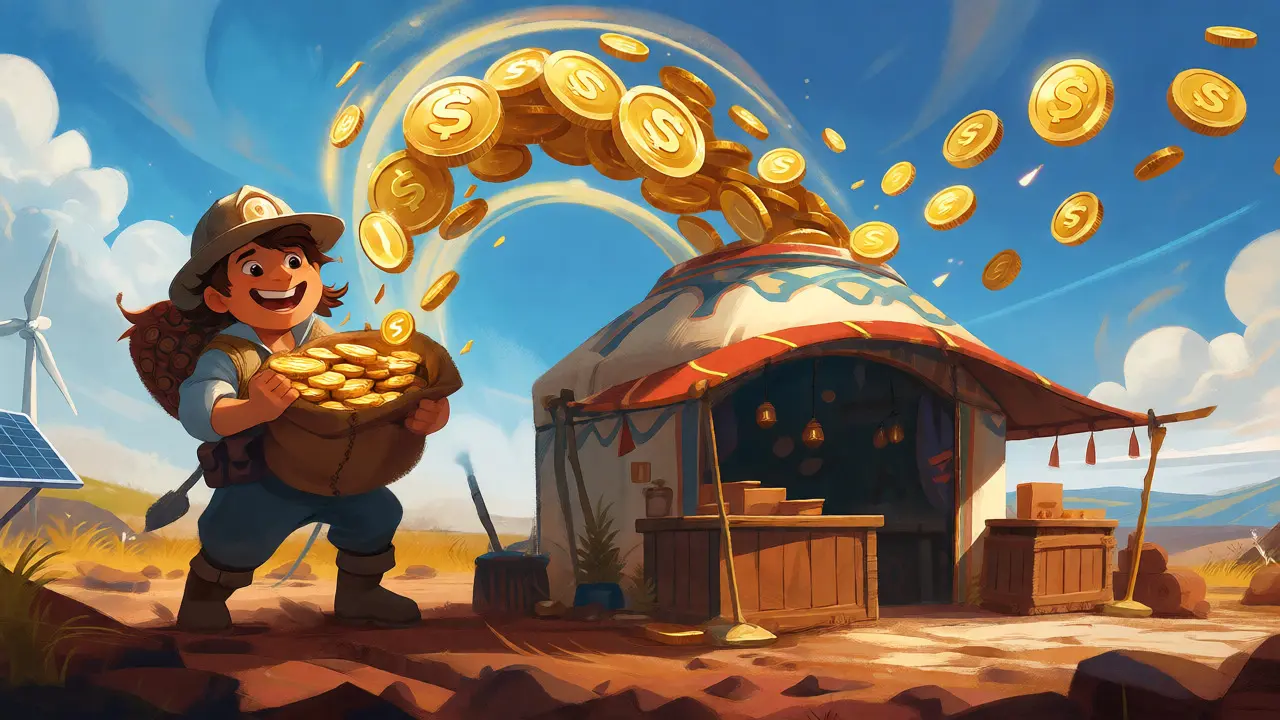 Miner selling three-quarters of gold coins locally while keeping one-quarter free.